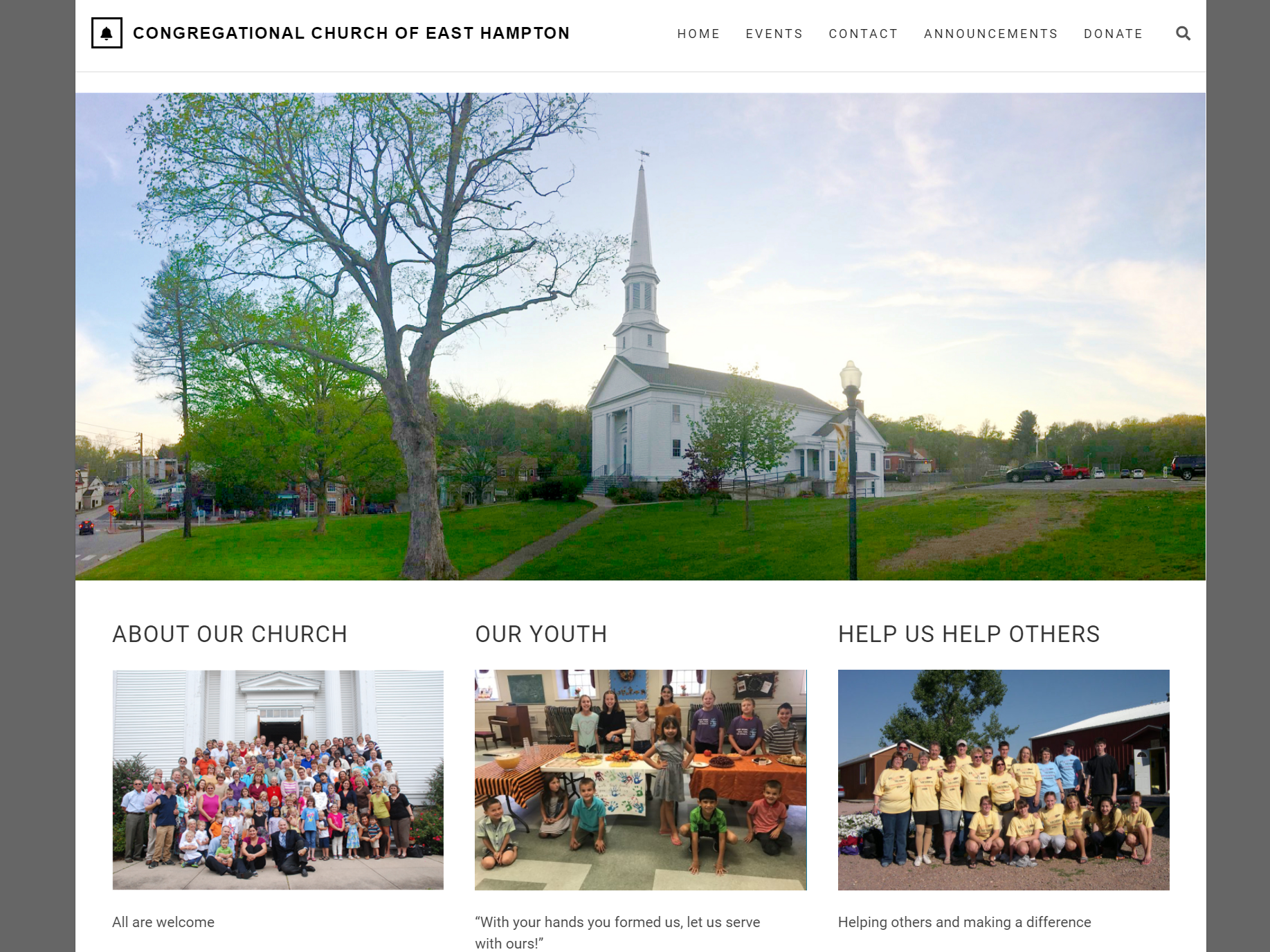 Congregational Church of East Hampton website screenshot